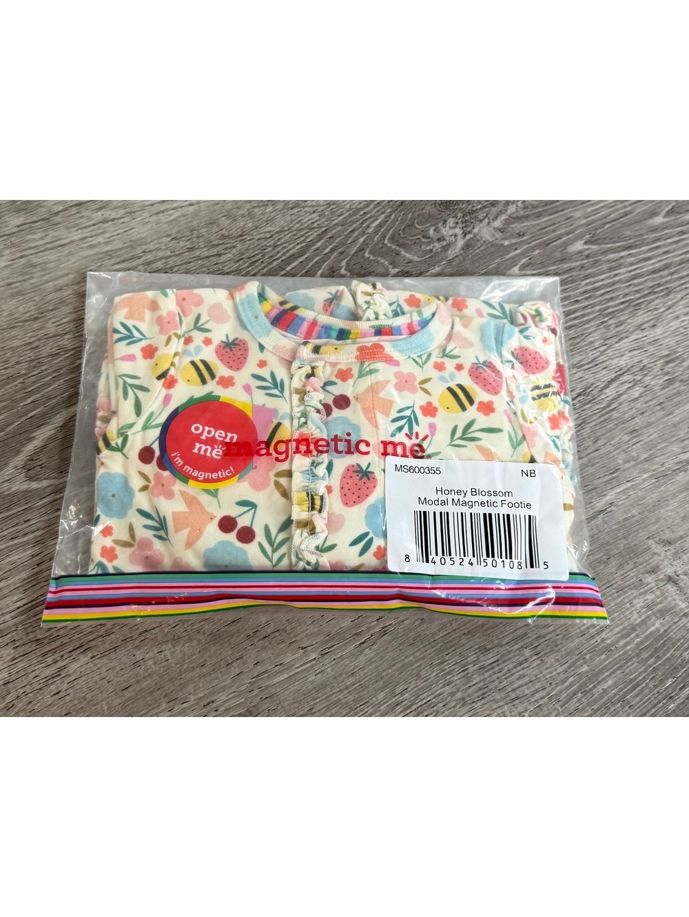 Magnetic Me, Newborn, floral print baby footie